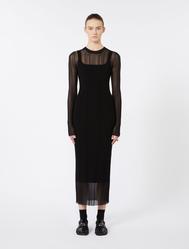 Short-sleeved stretch viscose dress - BLACK - Sportmax - 2