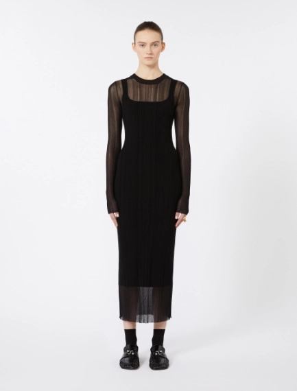 Short-sleeved stretch viscose dress - BLACK - Sportmax - 2