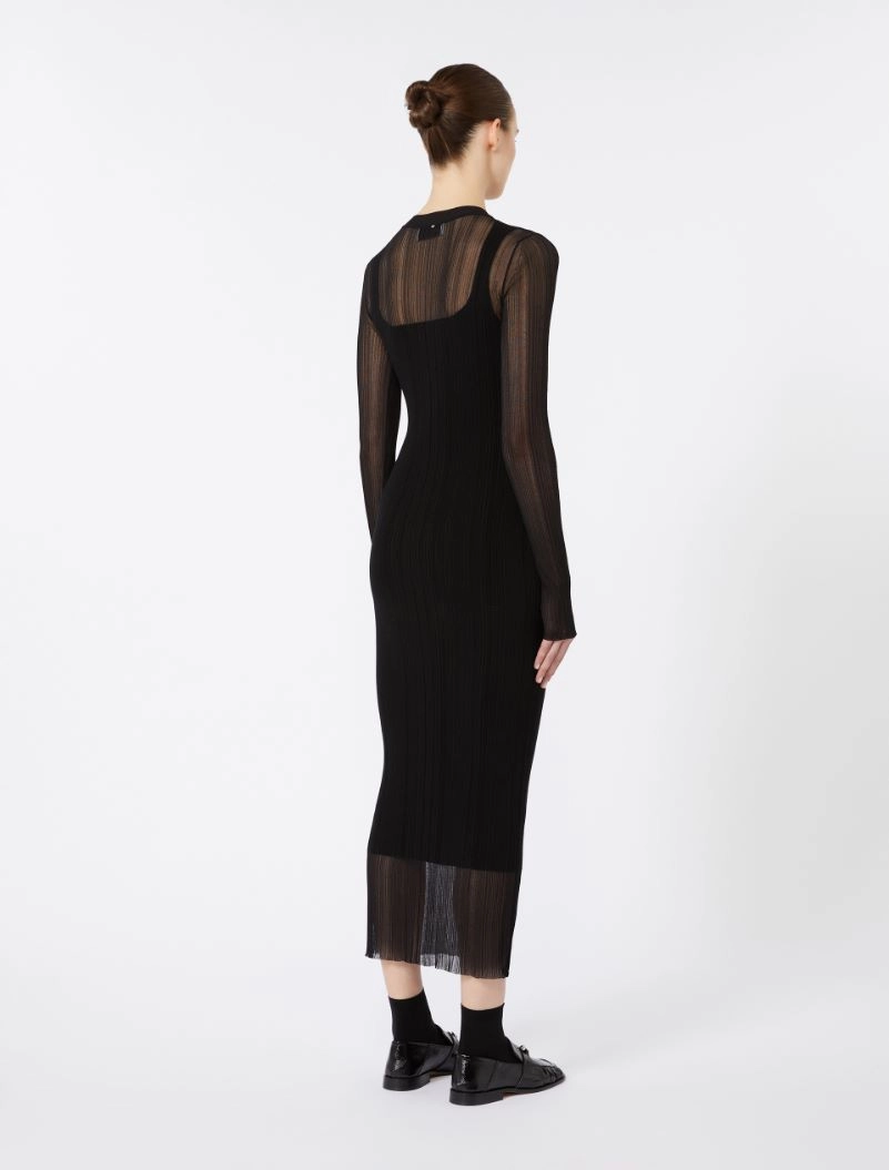 Short-sleeved stretch viscose dress - BLACK - Sportmax - 3