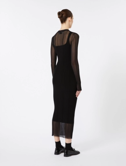 Short-sleeved stretch viscose dress - BLACK - Sportmax - 3
