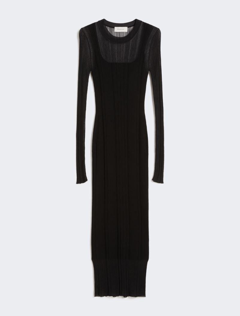 Short-sleeved stretch viscose dress - BLACK - Sportmax - 5