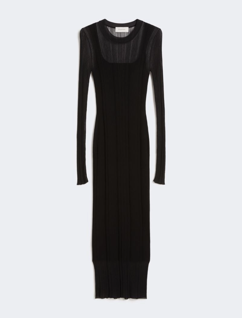 Short-sleeved stretch viscose dress - BLACK - Sportmax - 5