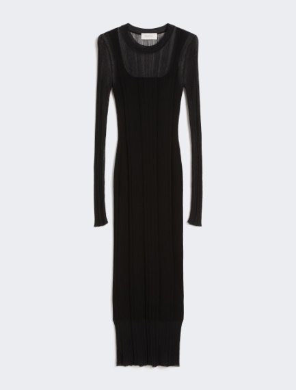 Short-sleeved stretch viscose dress - BLACK - Sportmax - 5