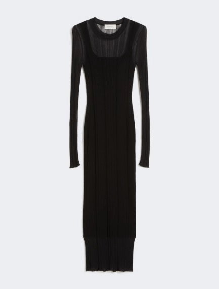 Short-sleeved stretch viscose dress - BLACK - Sportmax