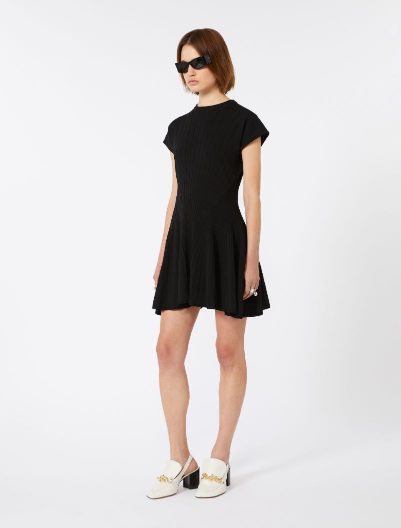 Knit dress, fitted at the waist - BLACK - Sportmax