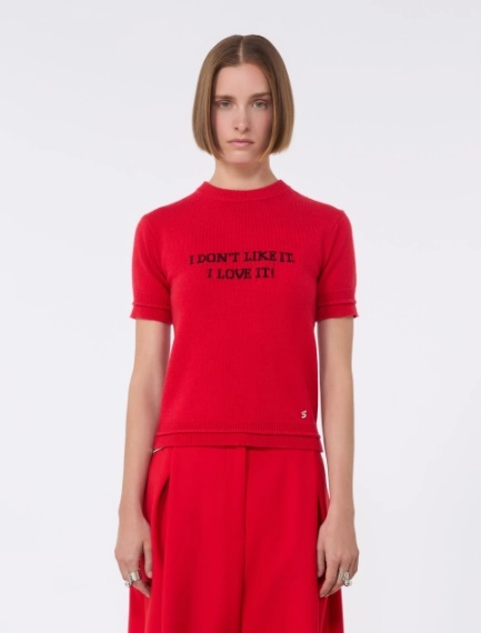 Wool and cashmere-knit T-shirt - RED - Sportmax - 2
