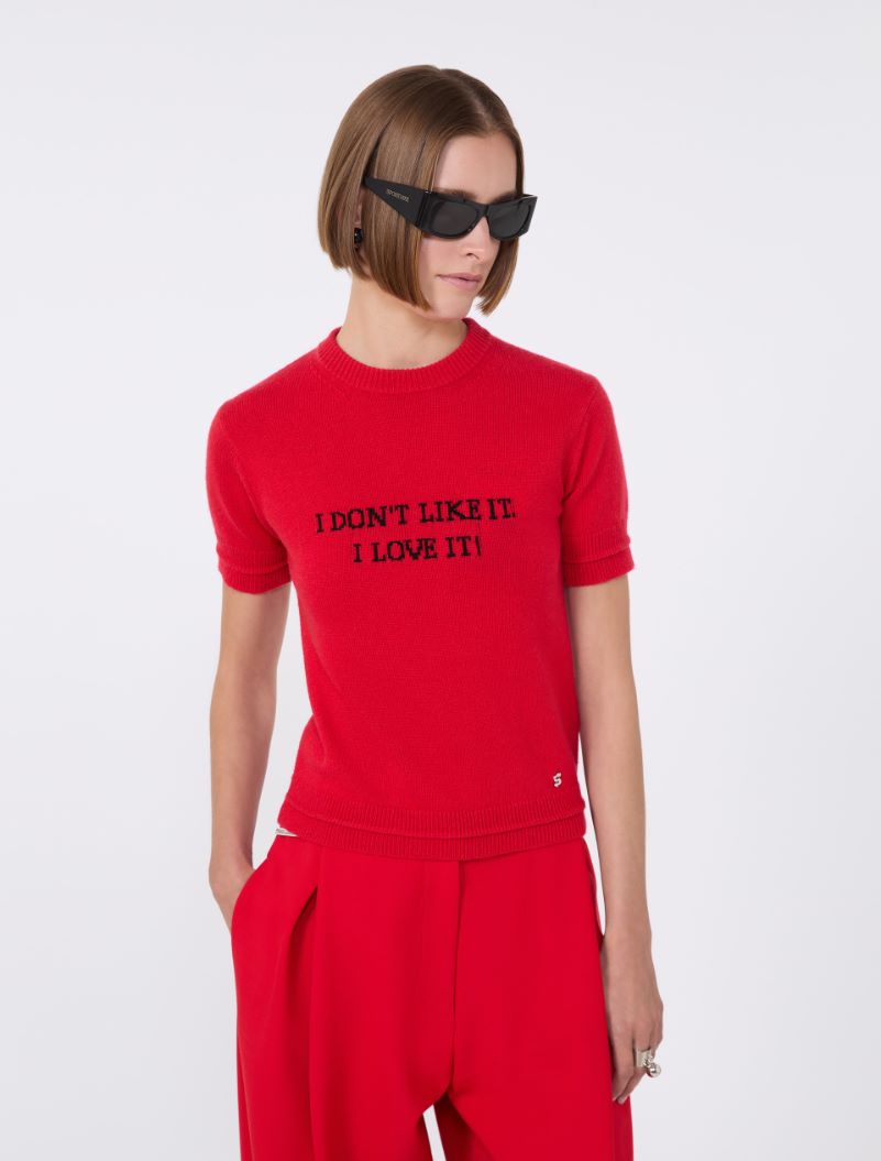 T-shirt in maglia di lana e cashmere - ROSSO - Sportmax - 4