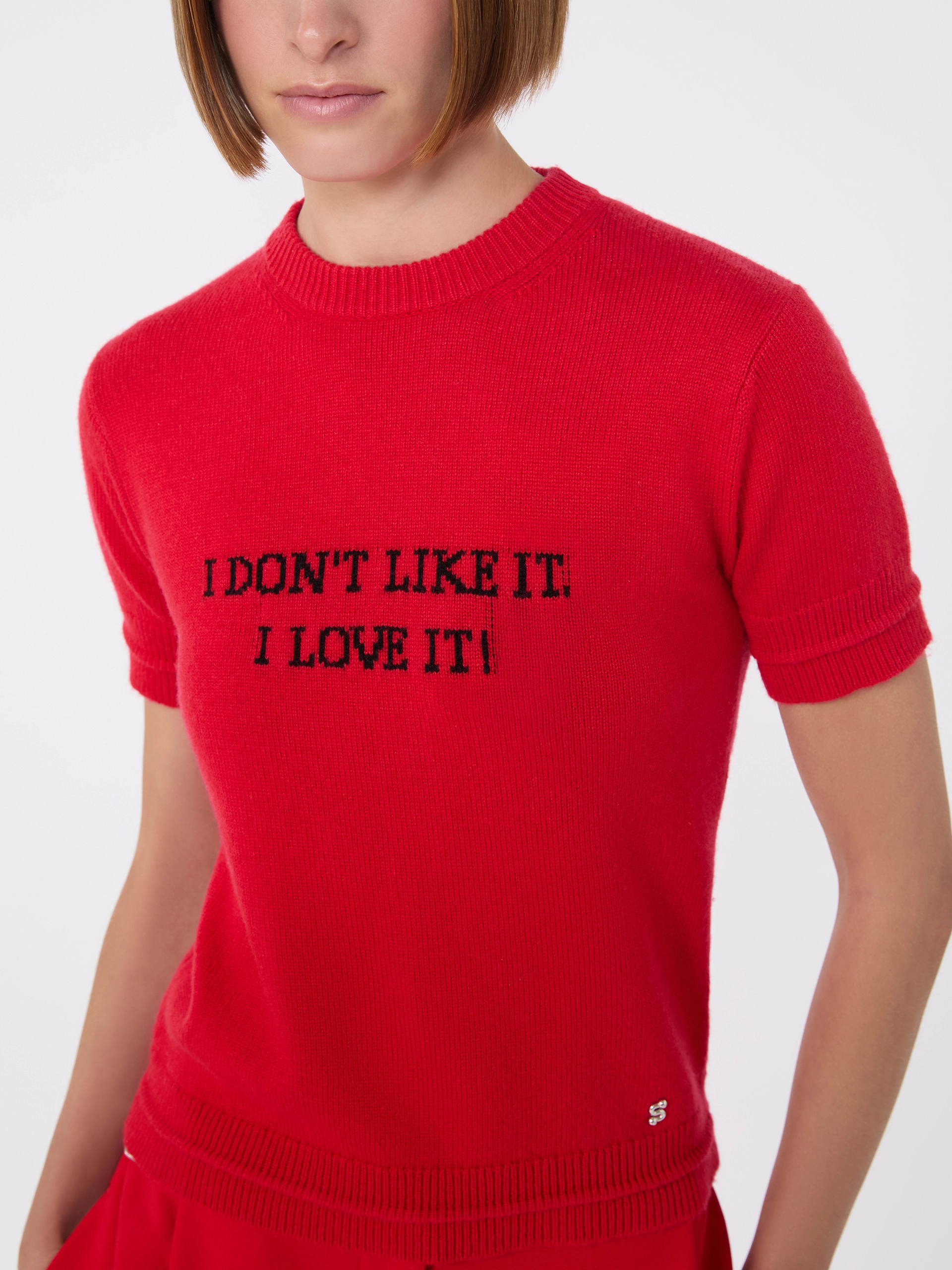 Wool and cashmere-knit T-shirt - RED - Sportmax - 5