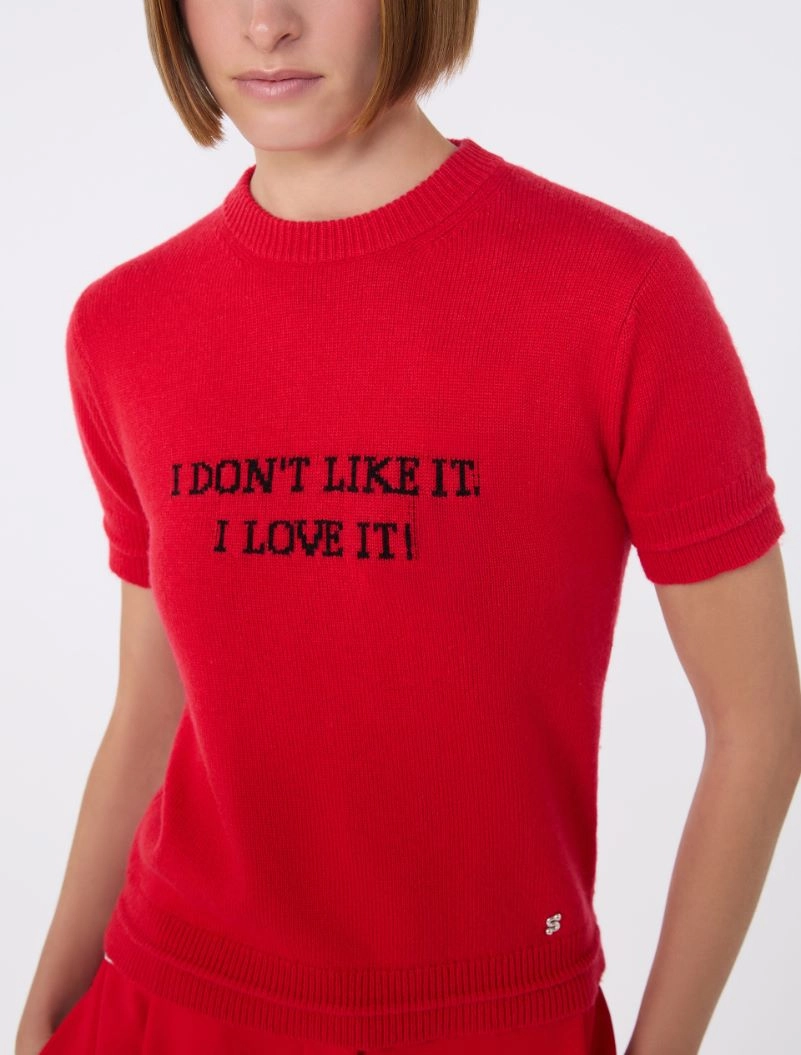 Wool and cashmere-knit T-shirt - RED - Sportmax - 5