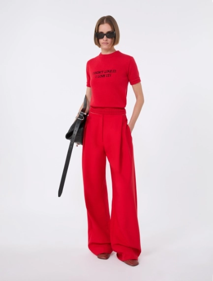 Wool and cashmere-knit T-shirt - RED - Sportmax
