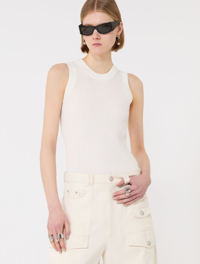 Cotton vest top - WHITE - Sportmax - 4