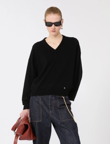 Relaxed-fit wool and cashmere sweater - BLACK - Sportmax