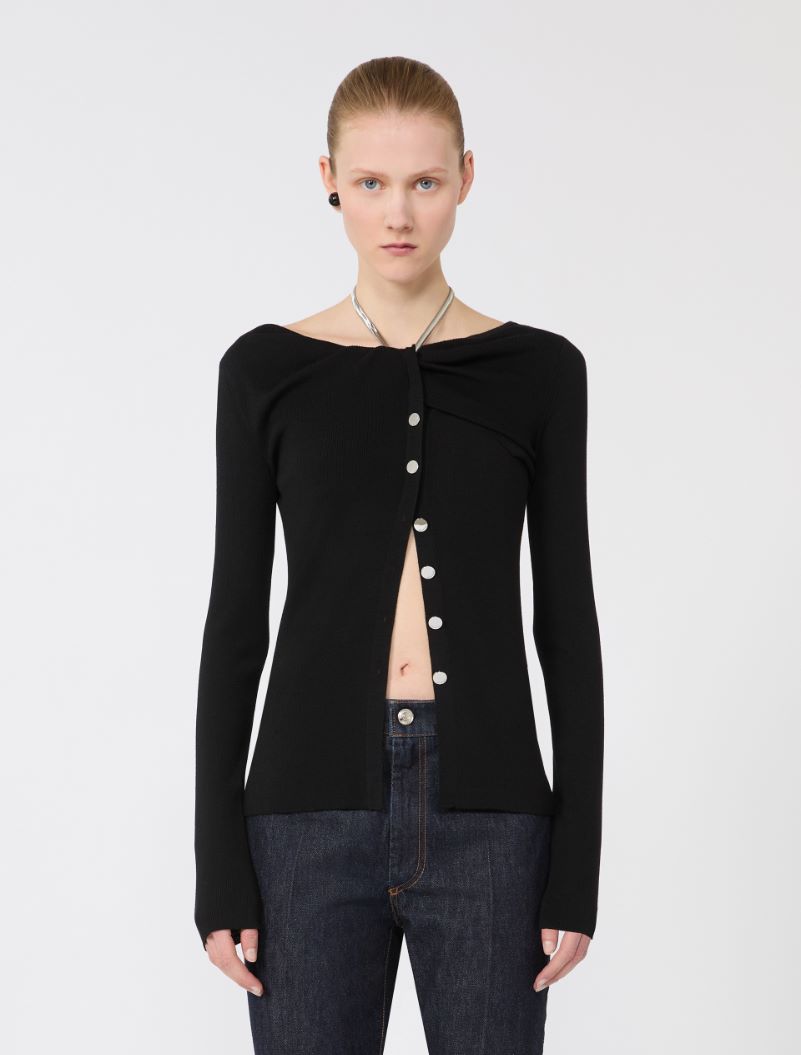 Wool cardigan with chain - BLACK - Sportmax - 2