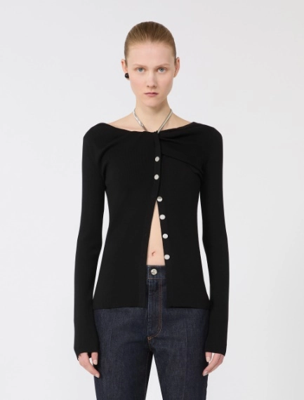 Wool cardigan with chain - BLACK - Sportmax - 2
