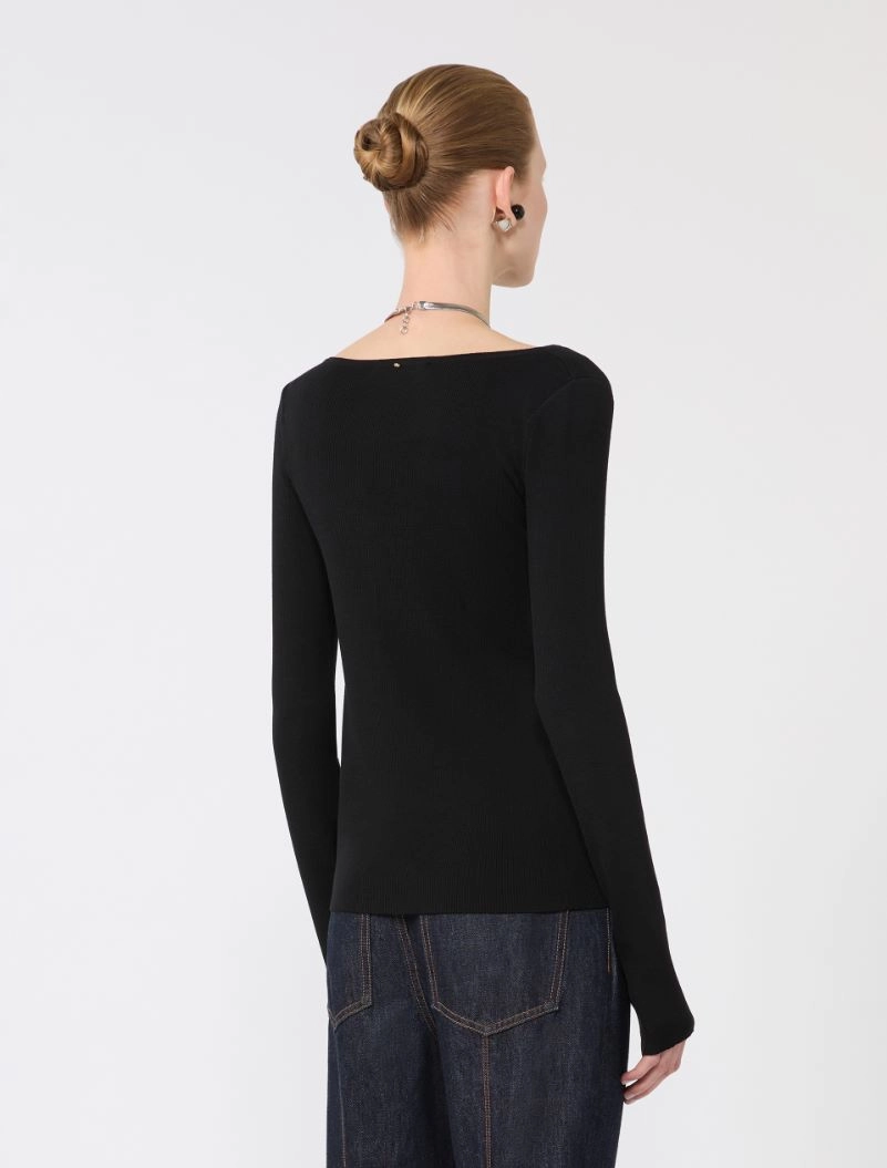 Wool cardigan with chain - BLACK - Sportmax - 3