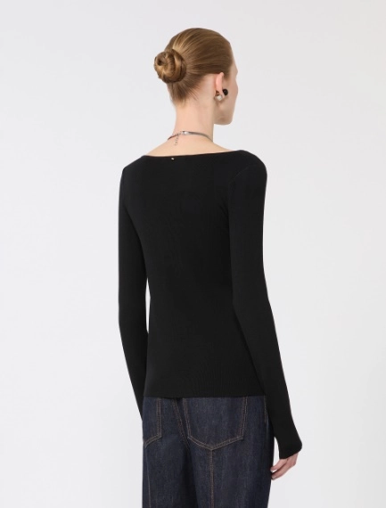 Wool cardigan with chain - BLACK - Sportmax - 3
