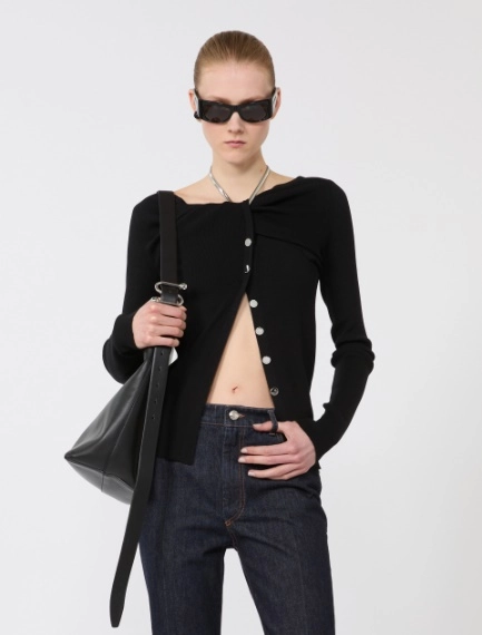 Wool cardigan with chain - BLACK - Sportmax