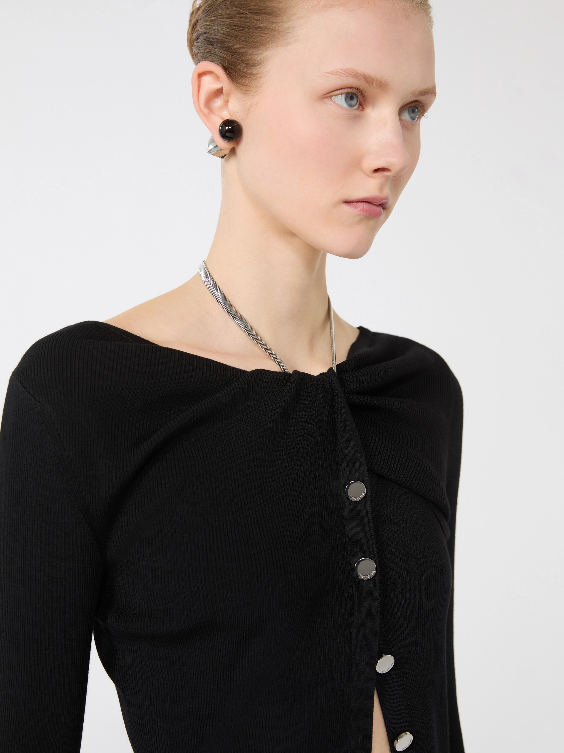 Wool cardigan with chain - BLACK - Sportmax - 5