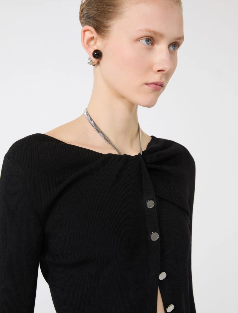 Wool cardigan with chain - BLACK - Sportmax - 5