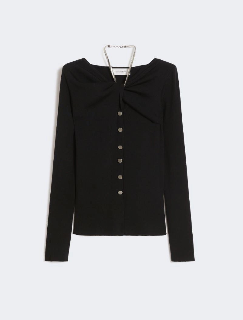 Wool cardigan with chain - BLACK - Sportmax - 7