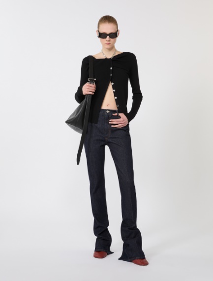 Cardigan in lana con catena - NERO - Sportmax