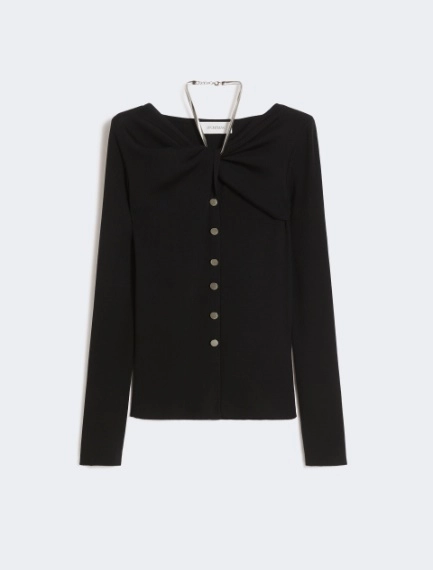Wool cardigan with chain - BLACK - Sportmax