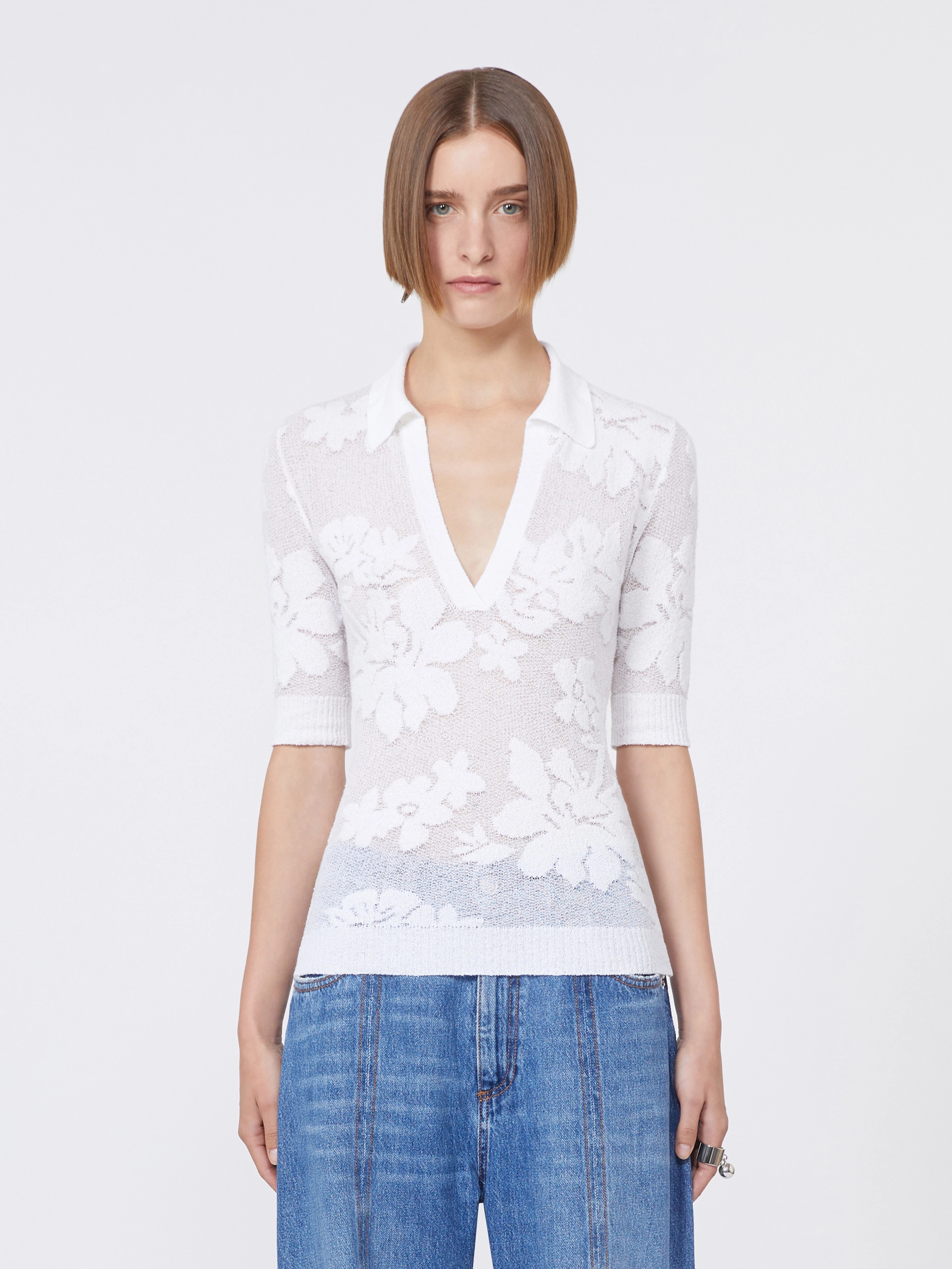 Stretch cotton polo shirt - WHITE - Sportmax - 2