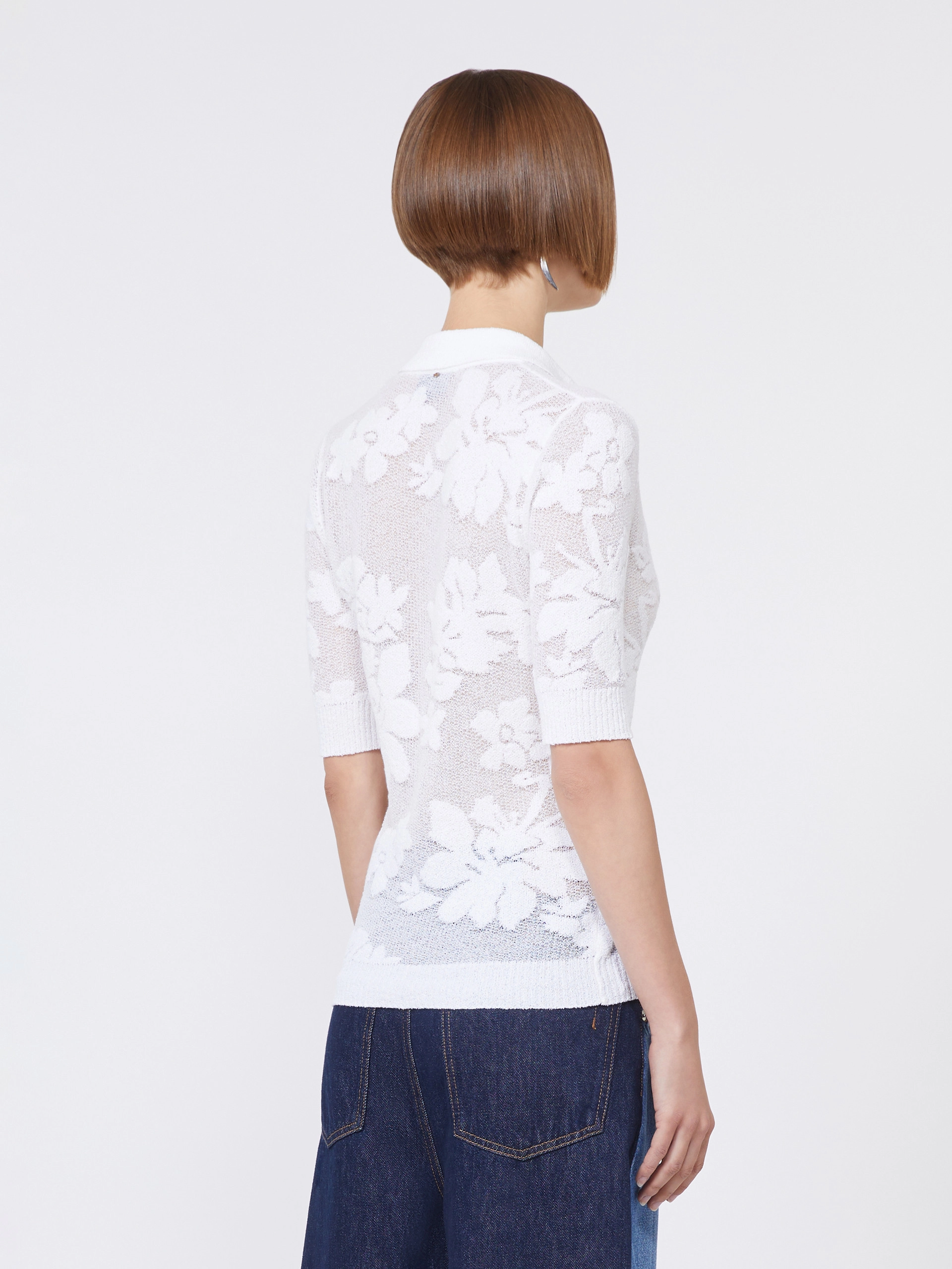 Stretch cotton polo shirt - WHITE - Sportmax - 3