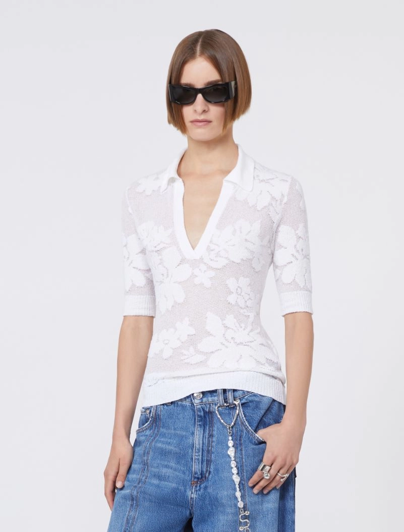 Stretch cotton polo shirt - WHITE - Sportmax - 4