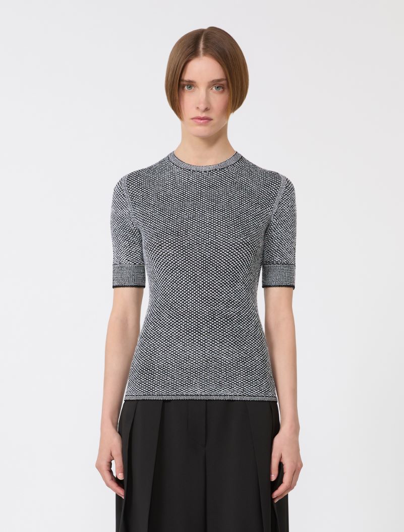 Viscose short-sleeved mesh jumper - WHITE BLACK - Sportmax - 2