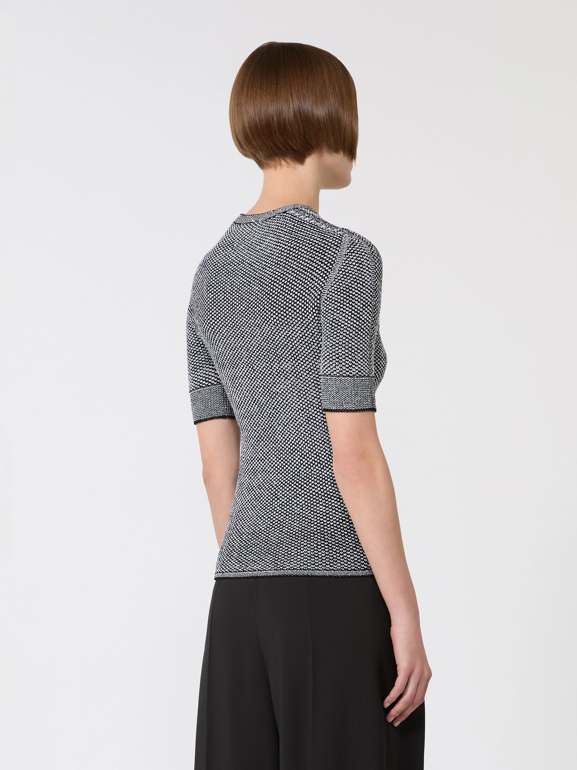 Viscose short-sleeved mesh jumper - WHITE BLACK - Sportmax - 3