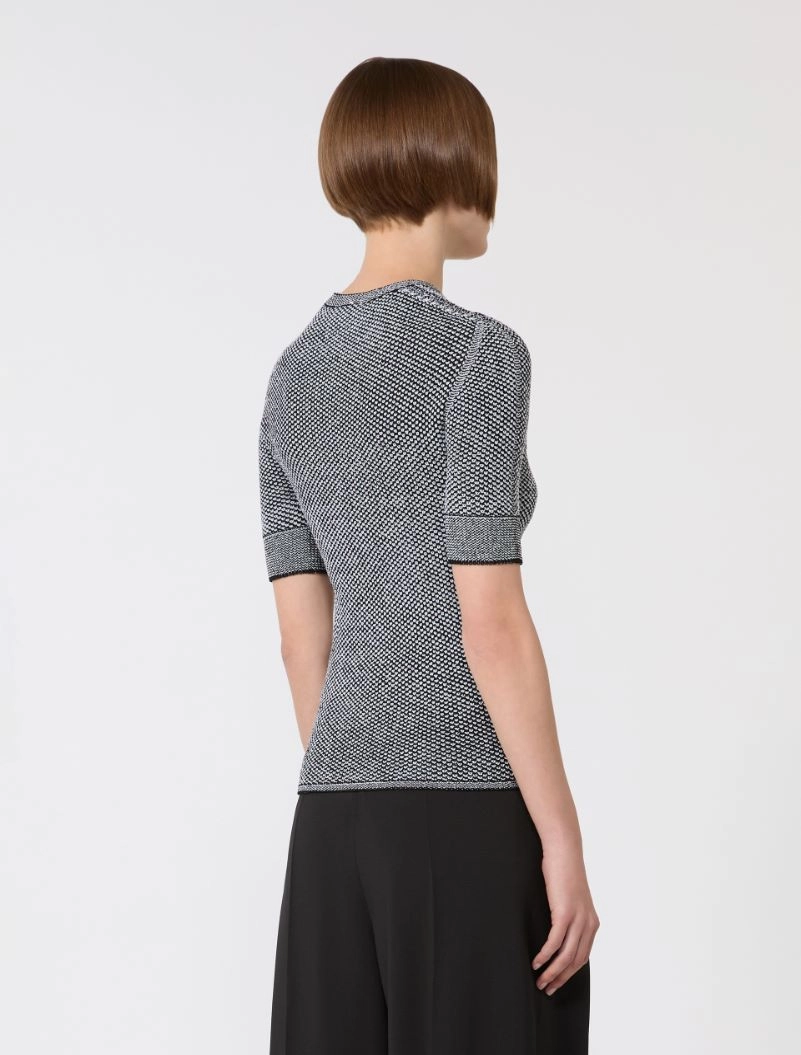 Viscose short-sleeved mesh jumper - WHITE BLACK - Sportmax - 3