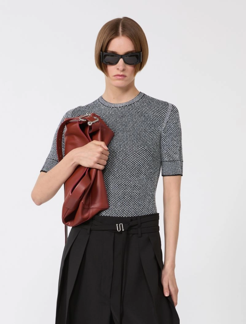 Viscose short-sleeved mesh jumper - WHITE BLACK - Sportmax - 4