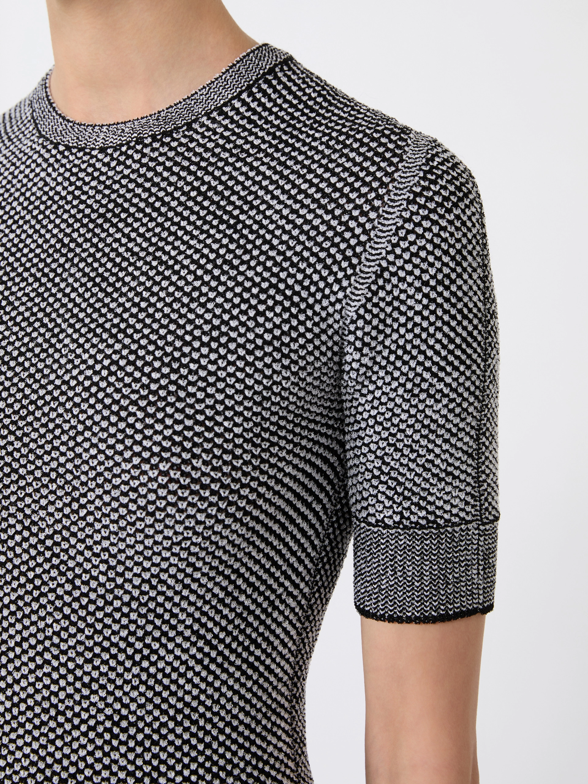 Viscose short-sleeved mesh jumper - WHITE BLACK - Sportmax - 5