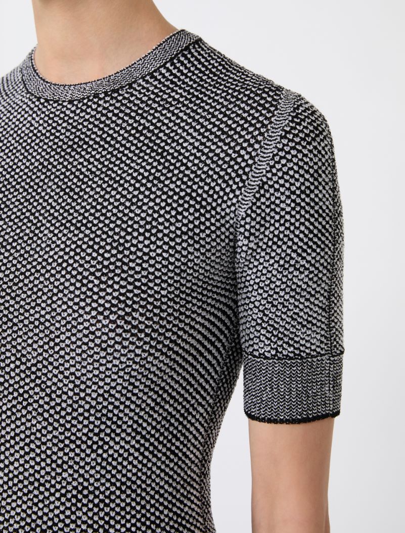Viscose short-sleeved mesh jumper - WHITE BLACK - Sportmax - 4