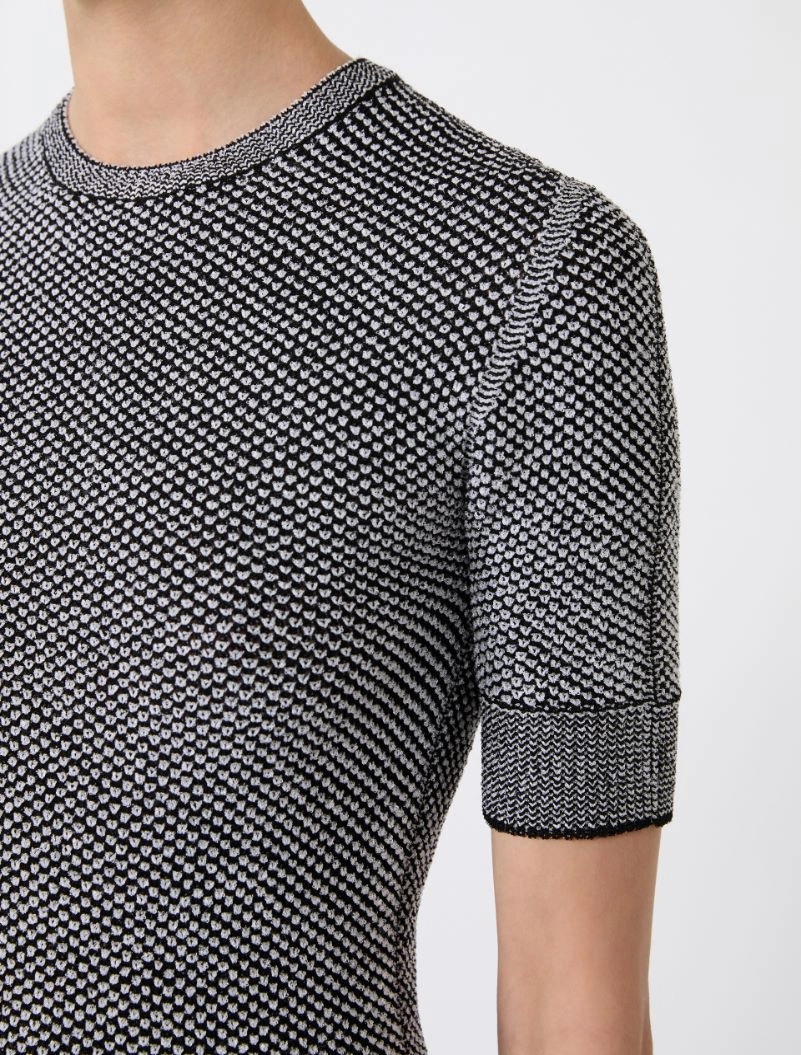 Viscose short-sleeved mesh jumper - WHITE BLACK - Sportmax - 5