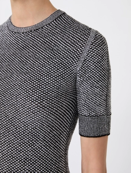 Viscose short-sleeved mesh jumper - WHITE BLACK - Sportmax - 5
