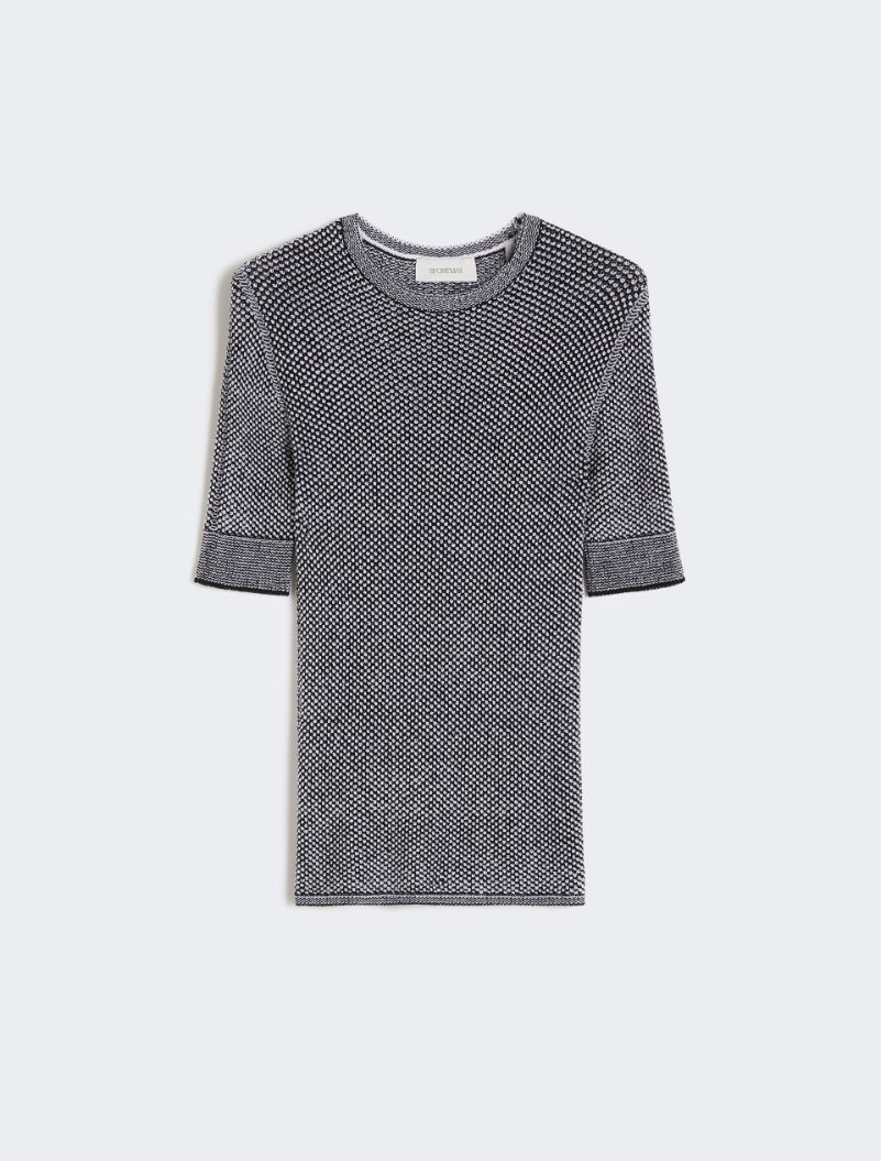 Viscose short-sleeved mesh jumper - WHITE BLACK - Sportmax - 6