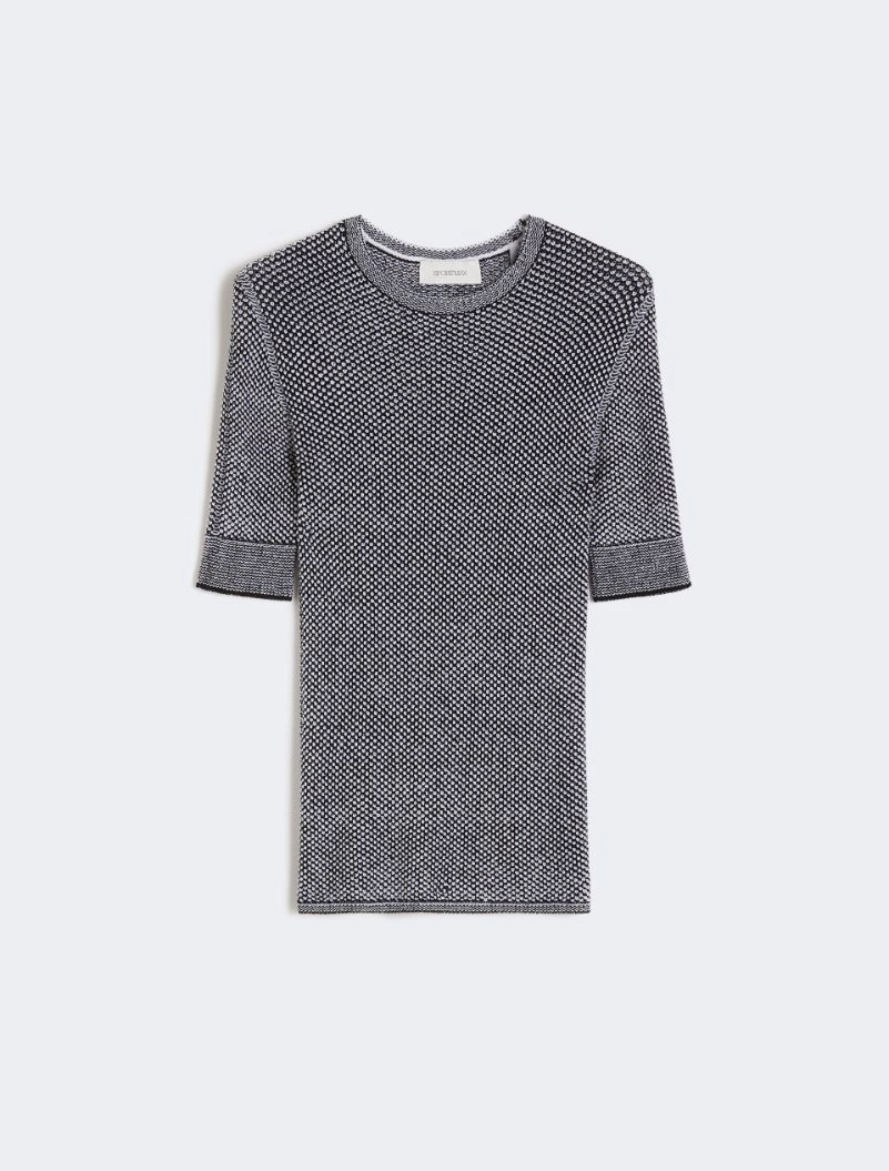 Viscose short-sleeved mesh jumper - WHITE BLACK - Sportmax - 7