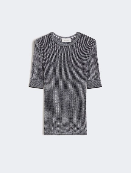 Viscose short-sleeved mesh jumper - WHITE BLACK - Sportmax - 7