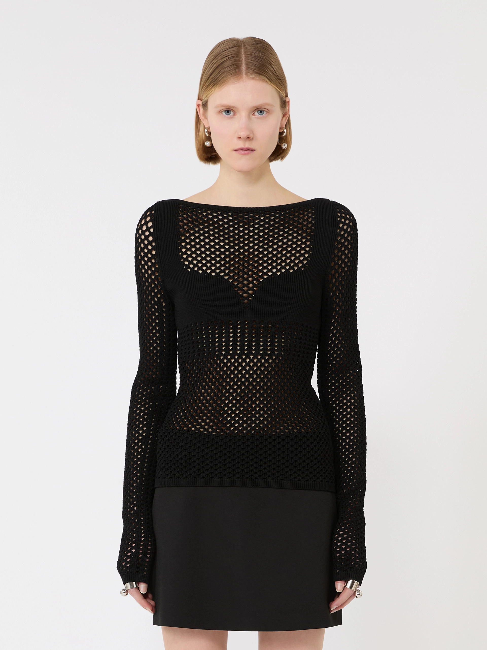 Slim-fit viscose-blend sweater - BLACK - Sportmax - 2