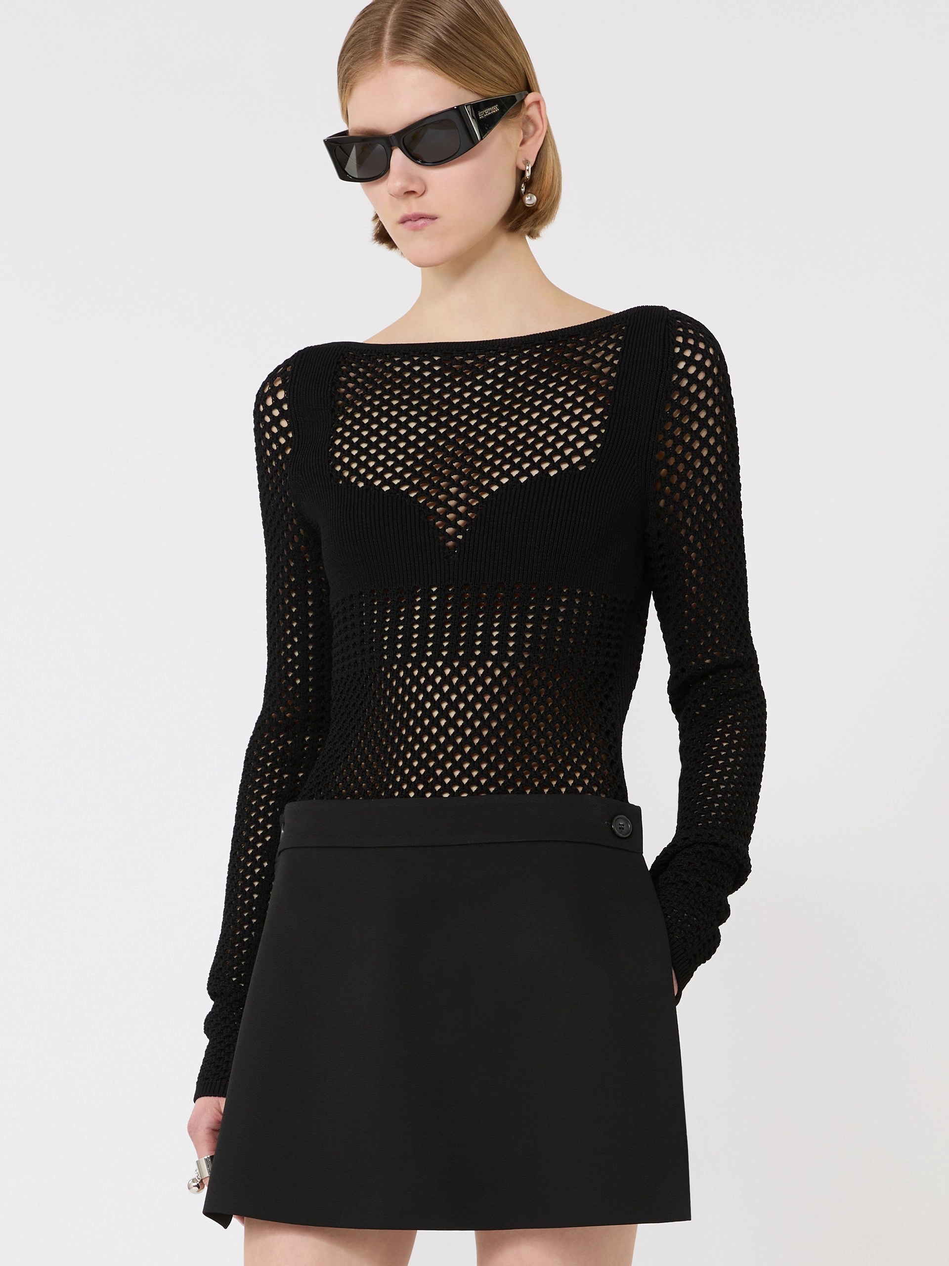 Slim-fit viscose-blend sweater - BLACK - Sportmax - 4