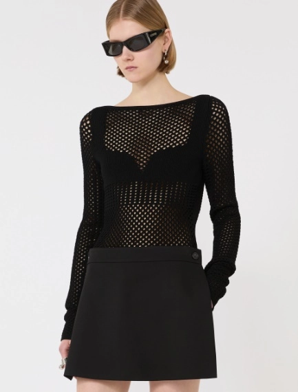 Pull ajusté en viscose mélangée - NOIR - Sportmax