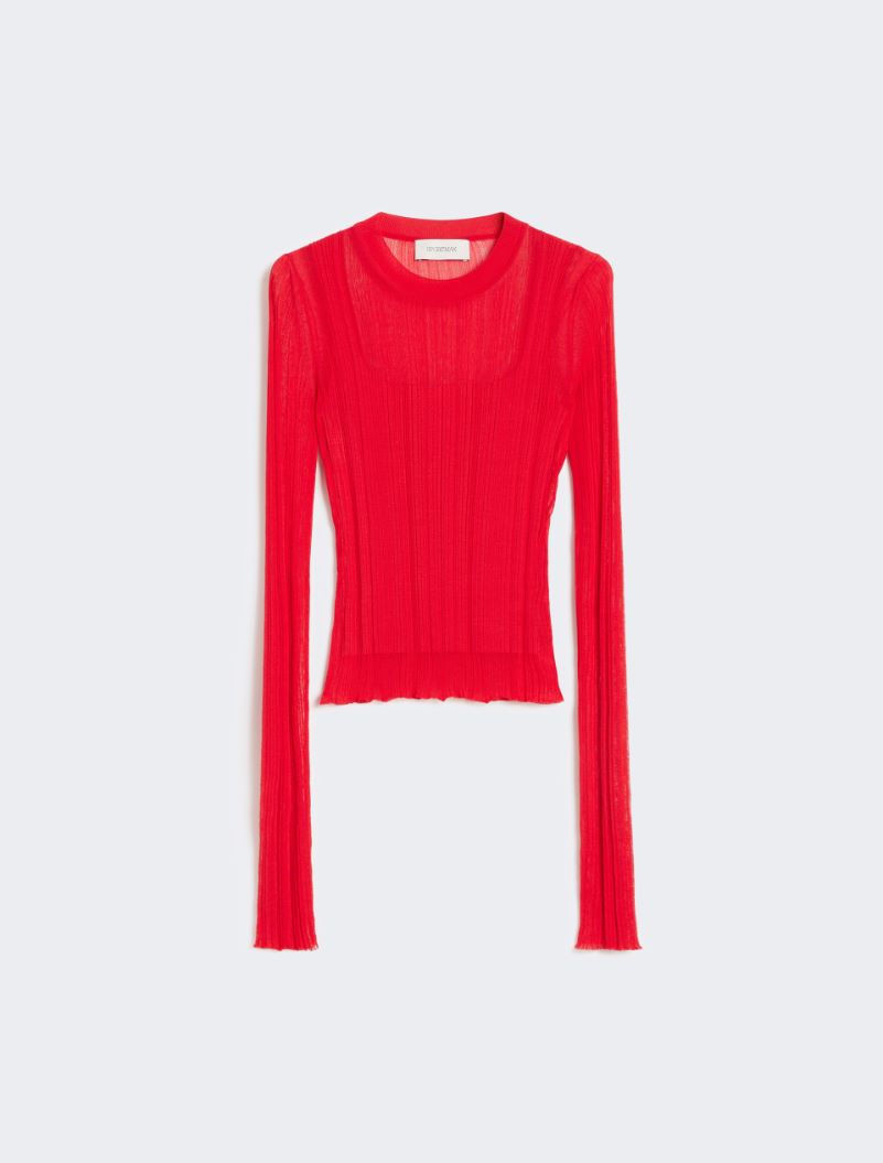 Trompe l'oeil viscose jumper - RED - Sportmax - 7