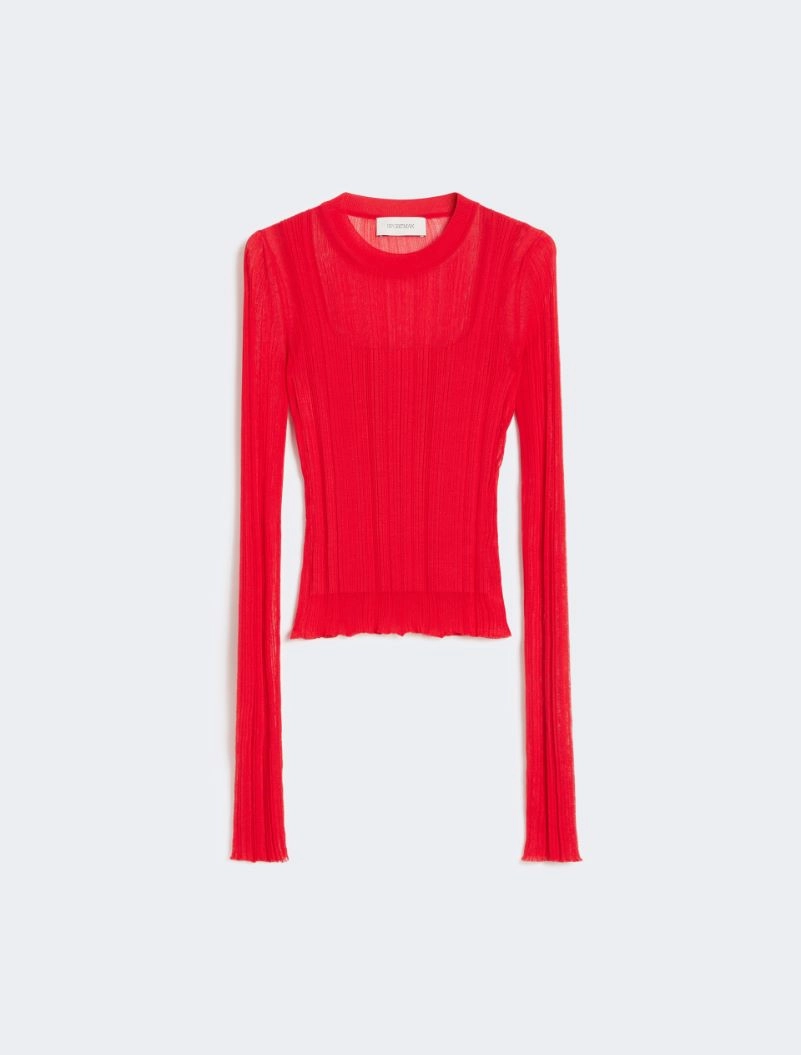 Trompe l'oeil viscose jumper - RED - Sportmax - 7