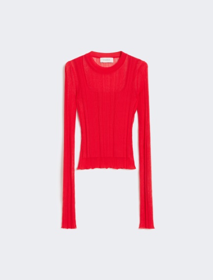 Trompe l'oeil viscose jumper - RED - Sportmax - 7