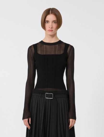 Trompe l'oeil viscose jumper - BLACK - Sportmax - 2
