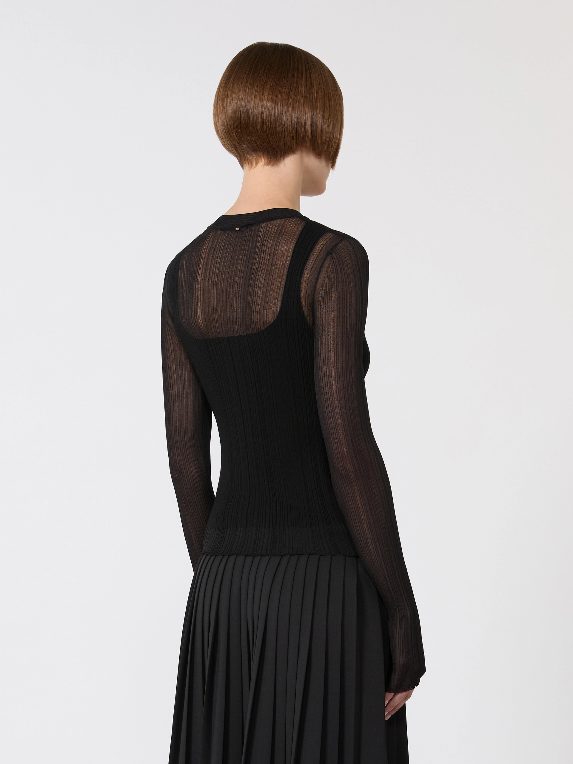 Trompe l'oeil viscose jumper - BLACK - Sportmax - 3