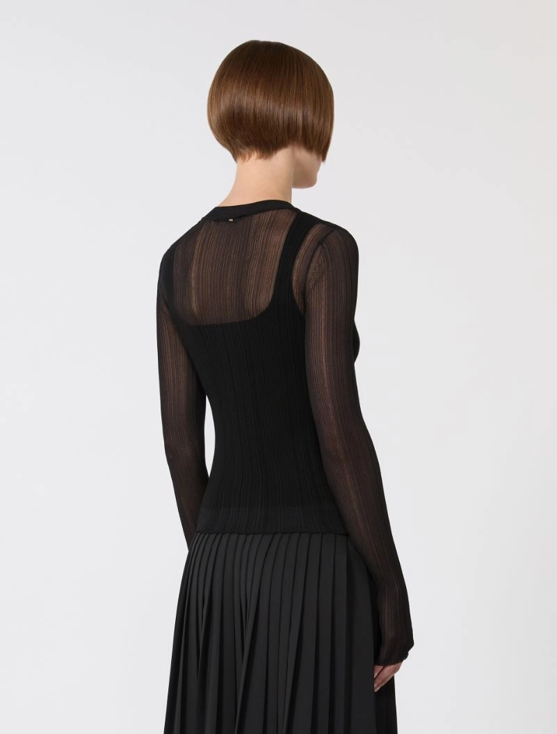 Trompe l'oeil viscose jumper - BLACK - Sportmax - 3