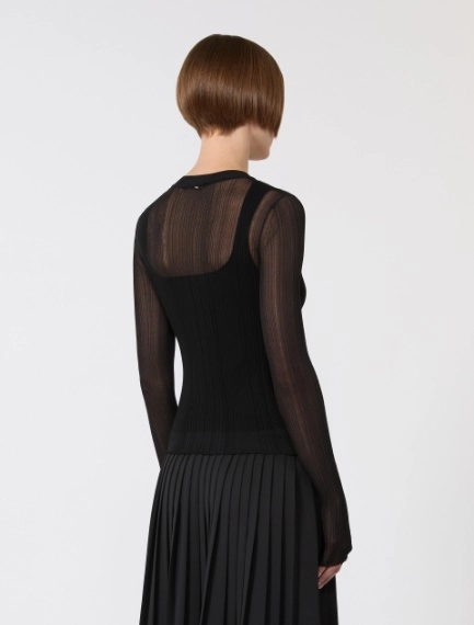 Trompe l'oeil viscose jumper - BLACK - Sportmax - 3